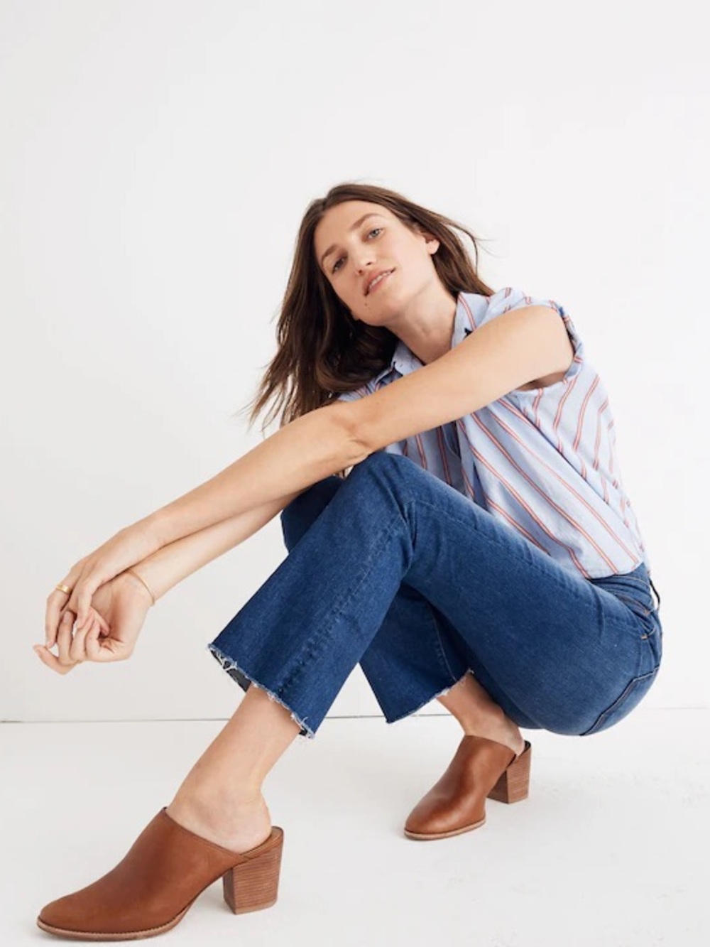 Madewell Blue Cropped Straight-Leg Jeans